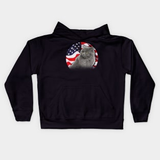 American Birman Cat USA Flag Funny Gift Shirt 4th of July Kids Hoodie